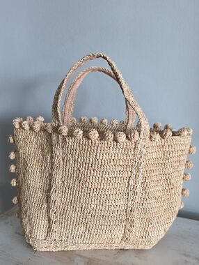 NWT Vanessa Bruno Le Cabas Raffia Bubble Small Tote Bag